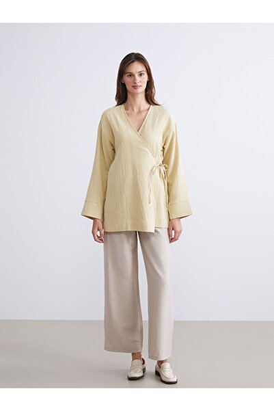 LC Waikiki Lcwaikiki Classic Double Breasted Collar Textured Women's Kimono