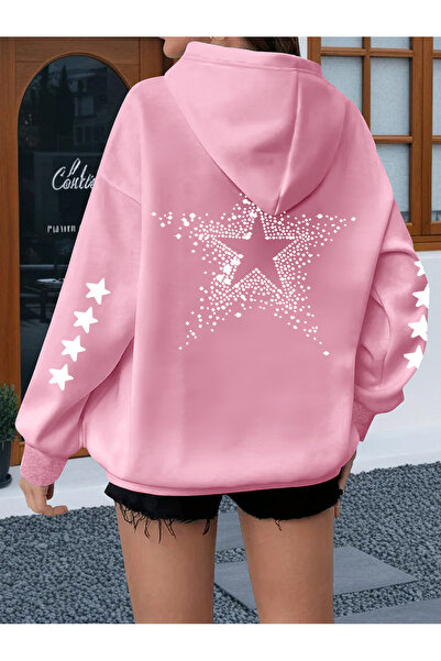 GALASHOP Kadın Plus Star Yıldız Hoodie