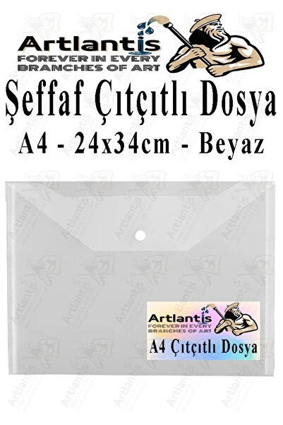 Artlantis A4 Çıtçıtlı Dosya Şeffaf Renkli Zarf Dosya 1 Adet Çıt Çıtlı Dosya Su Geçirmez 100 Yaprak Kapasite