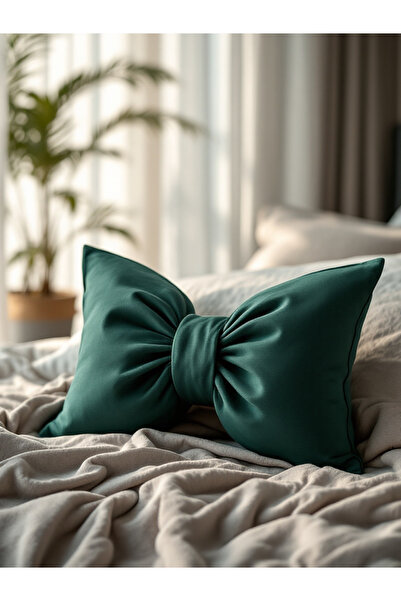 JACA وسادة زينة كبيرة الحجم من الكتان مع فيونكة (40×60 سم)