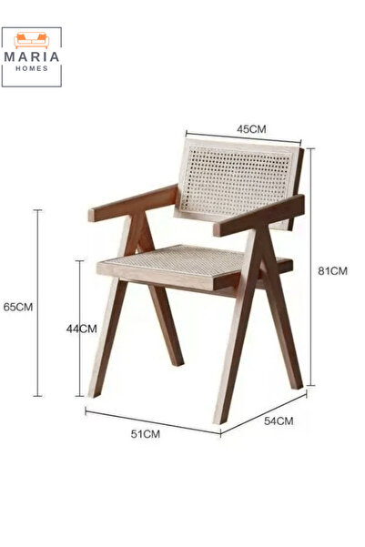 MARIA HOMES Mid-Century Modern Accent Chair - Solid Wood Frame Armchair with Rattan for Home, Office Living Room
