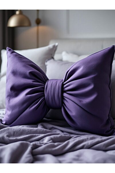 JACA وسادة زينة كبيرة الحجم من الكتان مع فيونكة (40×60 سم)