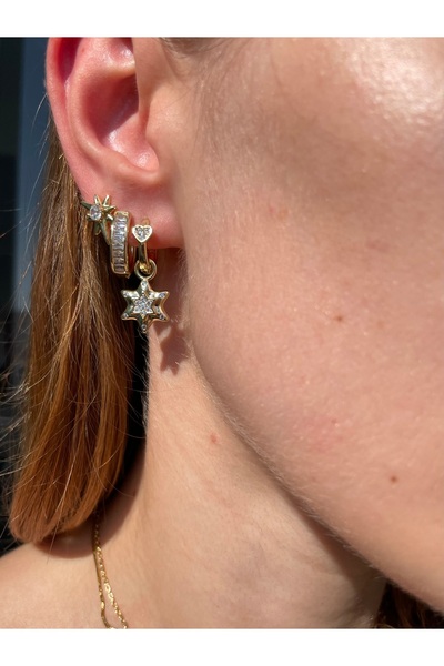 Hora Stary Gold 3 Parça Gold Çelik Küpe