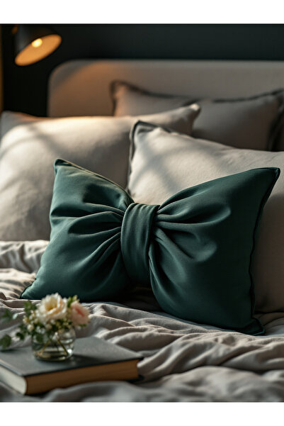 JACA Pernă decorativă din țesătură de in, cu aspect de fundă, umplută cu fund...