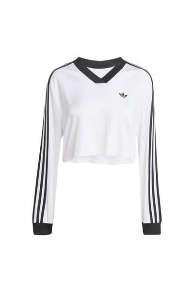 adidas Hanorac alb pentru femei JACQUARD LS TOP JV9740