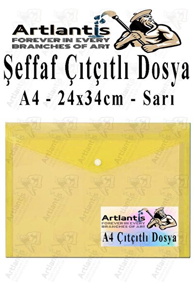 Artlantis A4 Çıtçıtlı Dosya Şeffaf Renkli Zarf Dosya 1 Adet Çıt Çıtlı Dosya S...