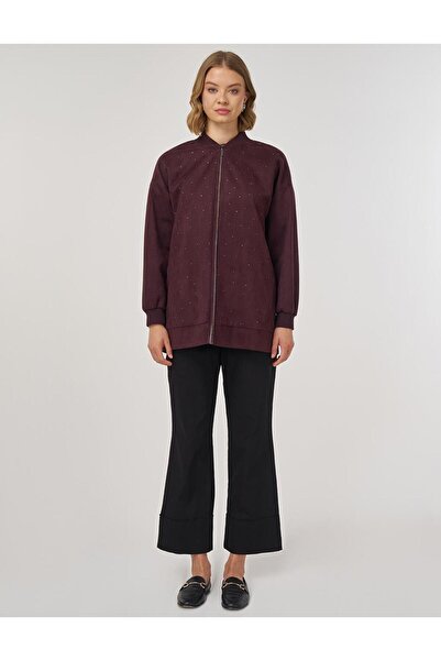 Kayra Μπουφάν από σουέτ με στάμπα Hotfix Σκούρο μπορντό