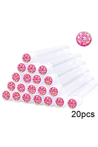 Choice1 20 قطعة من الزجاج الوردي الساخن 20 قطعة من أنابيب فرشاة الرموش الفارغة القابلة لإعادة الاستخدام وعصا ماسكارا الرموش اللامعة