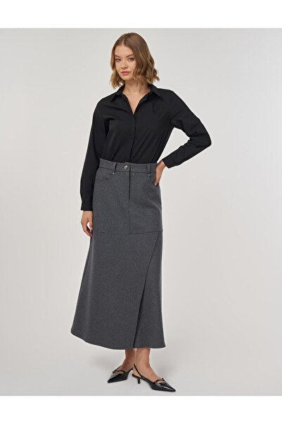 Kayra Piece Stitched Felt Skirt Smoked