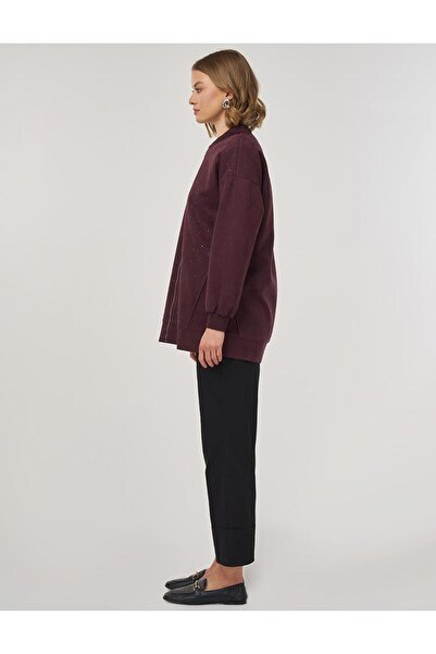 Kayra Μπουφάν από σουέτ με στάμπα Hotfix Σκούρο μπορντό