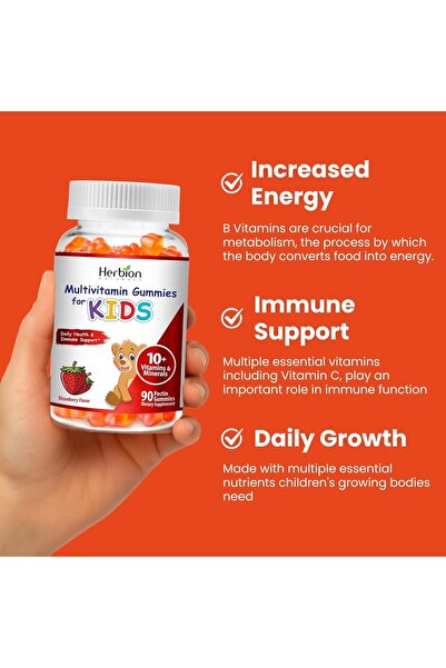 Herbion Naturals Kids Multivitamin Gummies 90ct – Immune Support, Vegan, Gluten-Free, Strawberry
