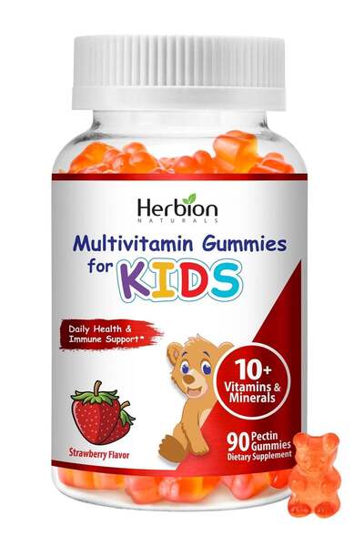 Herbion Naturals Kids Multivitamin Gummies 90ct – Immune Support, Vegan, Gluten-Free, Strawberry