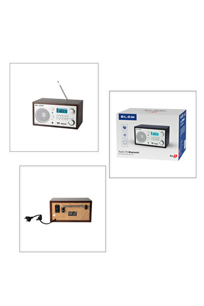 Blow AM/FM radio, Bluetooth, RA2 11268, LCD display, USB port, SD port, alarm clock, gray with brown