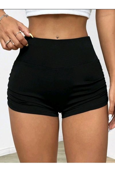 CARABO MODA Lycra Mini-Leggings with Gathered Sides