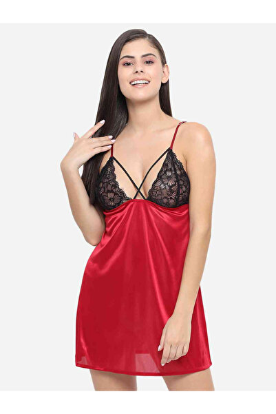 KLAMOTTEN By Styli Lace Insert V Neck Strappy Babydoll