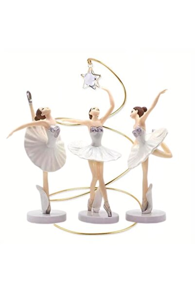 OEM Σετ cu 3 balerine si con metalic cu pandativ pentru ornat torturi si aranjamente VERSAGO