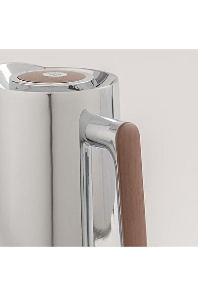 Dallaty 1L silver steel vacuum flask with wooden handle