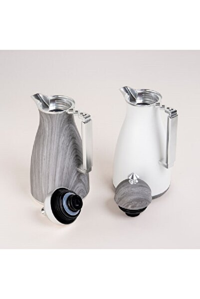 Dallaty 2 Pieces Plastic Vacuum Flask Koufa Gray Wood 1L