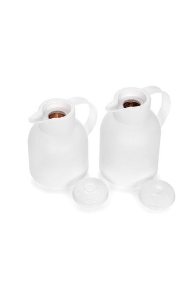 Dallaty Plastic Vacuum Flask 2 Pieces Set White