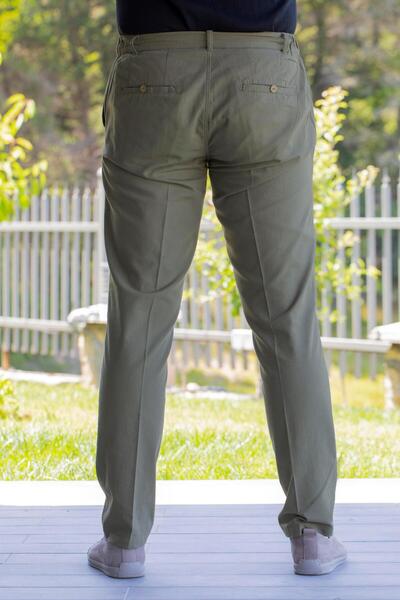 Eliş Şile Bezi Flamıli Cotton Buttoned Men's Summer Trousers Khaki Hk