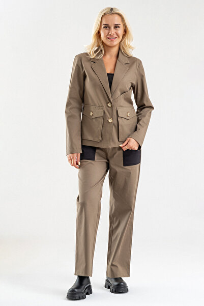 Bold & Young Women's Three-Pocket Lycra Cotton Unlined Blazer Jacket