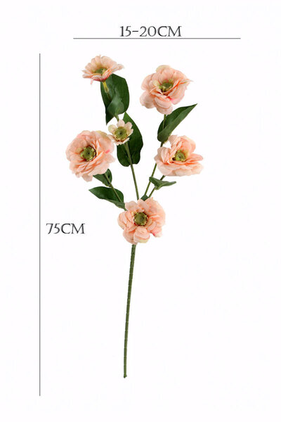 Yapay Çiçek Deposu Yapay Çiçek 6lı Taçlı Kır Çiçeği 75 cm Somon