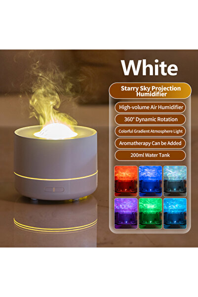 Choice مرطب هواء جديد باللون الأبيض مع إسقاط سماء مرصعة بالنجوم مع ضوء ليلي متدرج ملون ومنفذ USB وماء رقيق