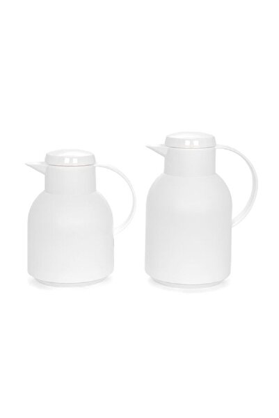 Dallaty Plastic Vacuum Flask 2 Pieces Set White