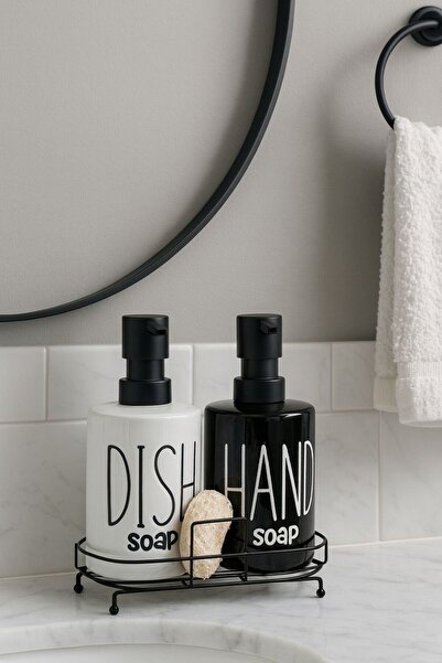 Qerhome 2-Piece Sponge Soap Dispenser Set with Metal Stand-Kitchen Liquid Soap Dishwashing Liquid Bottle 400Ml-Syh-Byz