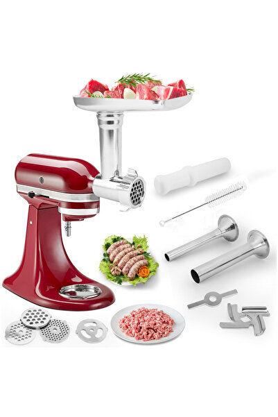 Choice ملحقات مطحنة الطعام المعدنية لجميع الخلاطات الحاملة من كيتشن إيد، مفرمة اللحوم، حشو السجق، (ك...