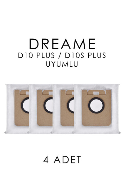 Kleen Dreame D10 Plus / D10S Plus Uyumlu Toz Torbası Yedek 4 Adet