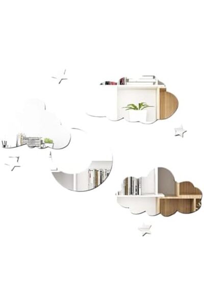 Slasa 3D Reflective Acrylic Wall Stickers by - Moon, Stars, and Clouds Design for Kids' Nursery and