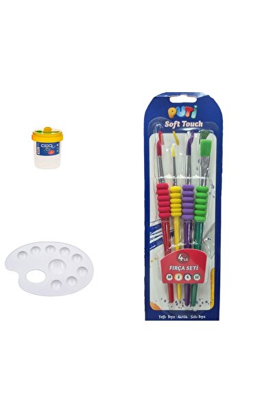 Ceoart Комплект от 4 четки Puti в блистерна опаковка 11813-Palette-Ceo Art Ceo Art Контейнер за измиване на четки с две отделения - 3 БРОЯ