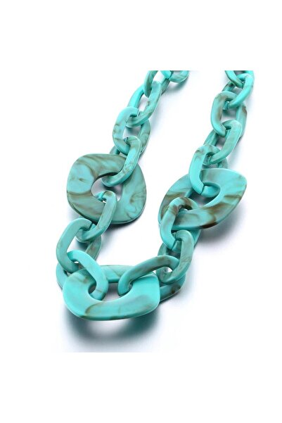 Pursehuit Colier turcoaz, cu piese geometrice și legături, Ritva C4