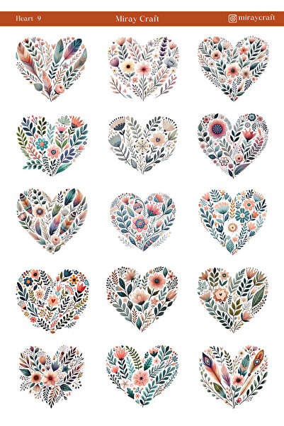 MirayDesign 1 komad naljepnice sa temom srca, dimenzija 12*17 cm, za spomenar...