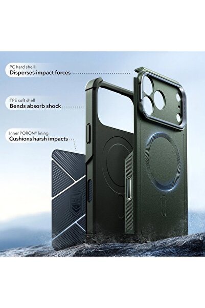 ESR Case for IPhone 17 Pro Max, Cyber Armor Kickstand, Green