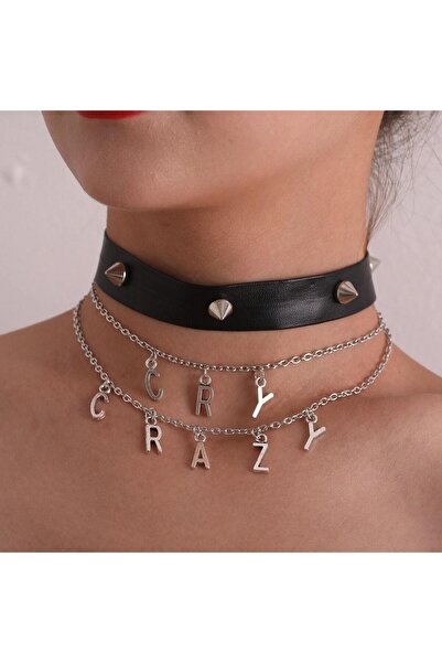 Pursehuit Σετ κολιέ τσόκερ και 2 στρώσεων, ασημί χρώμα, Roseline C3