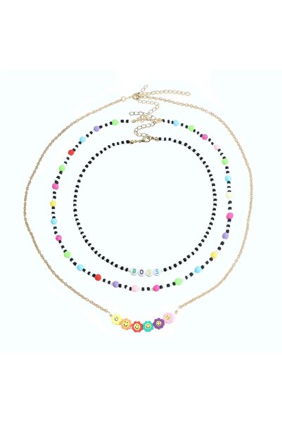 Pursehuit Set de 3 coliere, cu mărgele colorate, Maxima C1