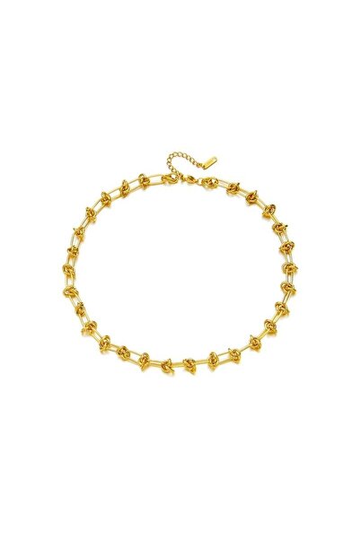 Pursehuit Χρυσό κολιέ, ανοξείδωτο ατσάλι, με κόμπους, επιχρυσωμένο με χρυσό 1...