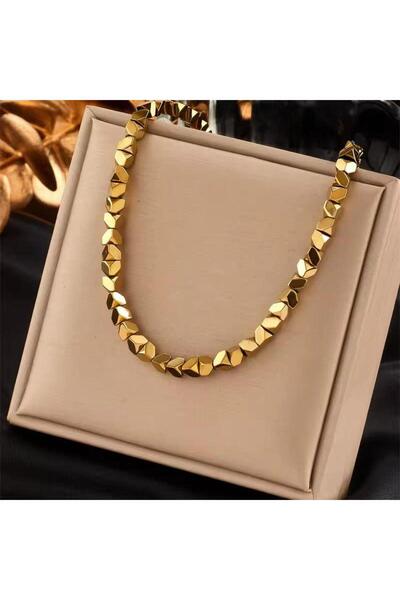 Pursehuit Χρυσό κολιέ, κατασκευασμένο από ανοξείδωτο ατσάλι, με γεωμετρικά στ...