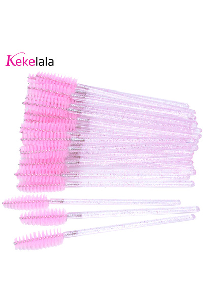 Choice4 pink in bag 50Pcs/Bottle Eyelash Extension Brushes With Container Eye...