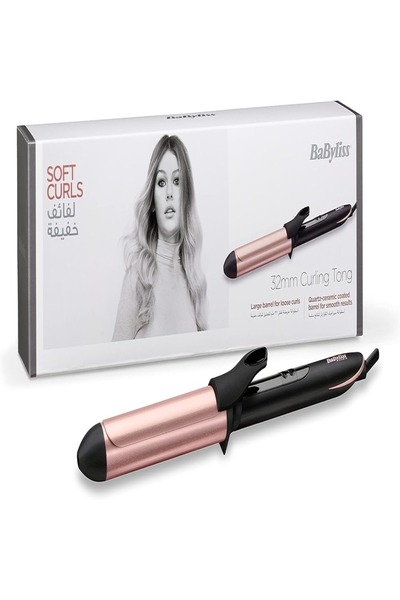 BABYLİSS 32mm Hair Curling Iron – Ultra-Fast Heat, 6 Temp Settings, Ceramic Barrel, Rose Quartz
