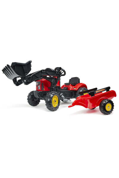 Falk Tractor SuperCharger cu pedale, remorca si cupa frontala, rosu