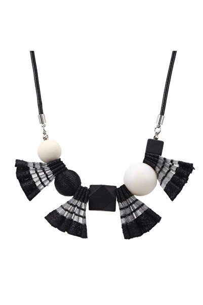 Pursehuit Μαύρο κολιέ, με φιόγκους και μπάλες, Miki C4