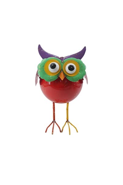 hectarul Decorative Painted Metal Flower Pot Owl, 36 x 22 x 34 cm