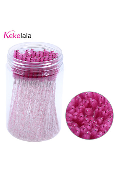 Choice9 فرشاة تمديد الرموش مع علبة ماسكارا للحواجب والرموش، لون وردي فاقع، 50 قطعة/زجاجة