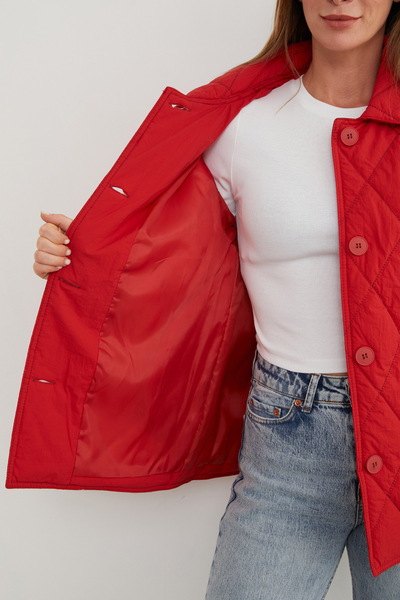 Fulla Moda Kapitone Desenli Oversize Düğmeli Mont