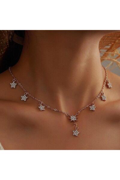 Pursehuit Colier auriu, cu stele și pietre, Noemi C12