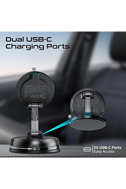 Promate RevoMount-15W MagSafe Wireless Car Charger Mount