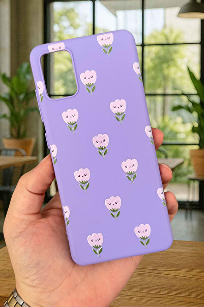Vip Case Samsung Galaxy A51 Uyumlu Mini Lale Desenli Silikon Darbe Emici Klasik Korumalı Rubber Kılıf